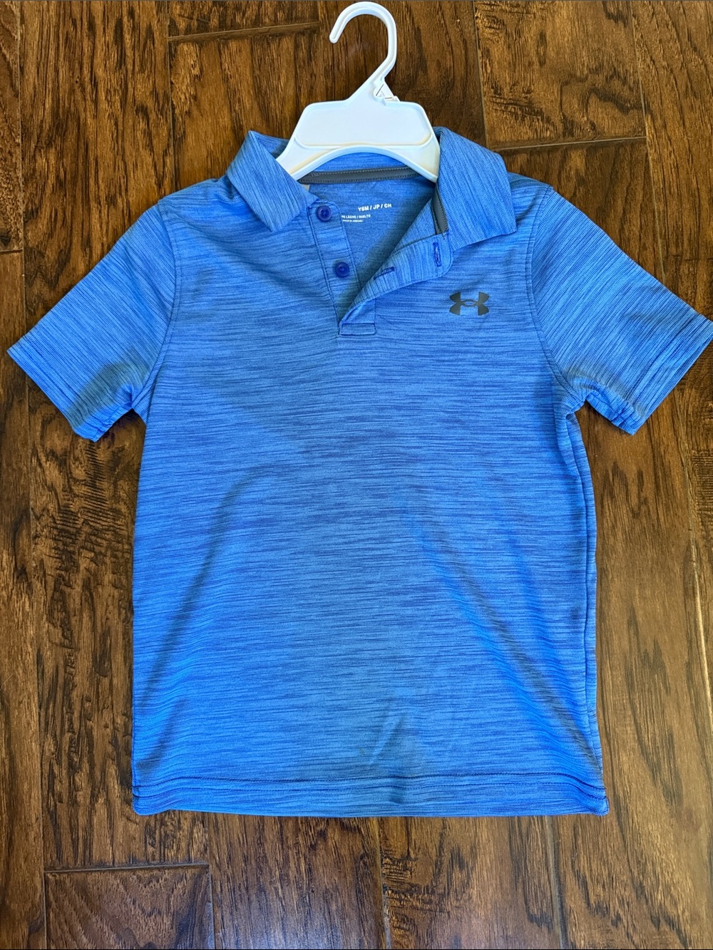 Under Armour Boys' Blue Heather Performance Polo, size small